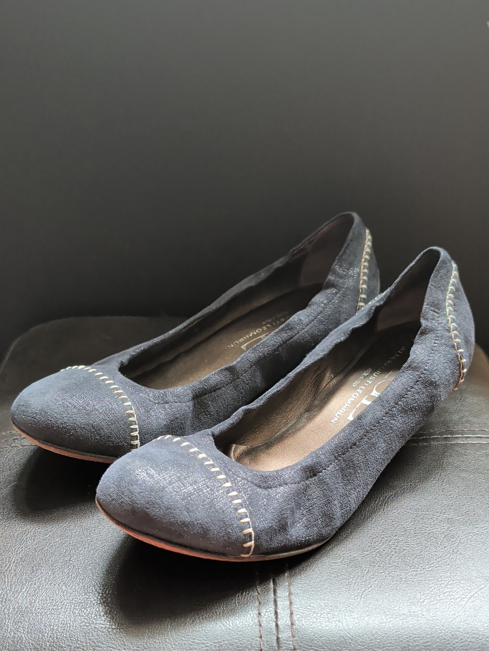 AGL Italian Navy Metallic Leather Business Casual Luxury Slide On Wedge Shoes